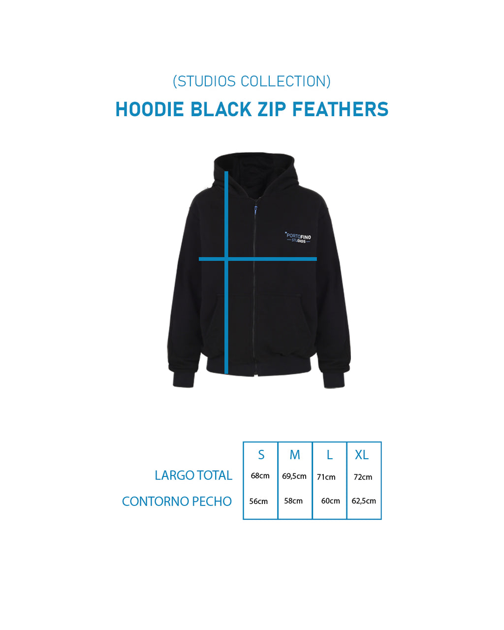 HOODIE BLACK ZIP FEATHERS